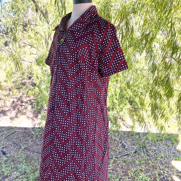 60's The Stroller - Half Zip Up Dress - Abstract Print - Size Large - XLarge - Picture 4 of 9